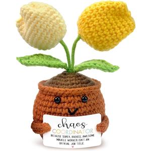Tiny Detalles Mini Crochet Tulips Mothers Day Gifts for Mom, Chaos Coordinator Crochet Gifts for Women, Birthday Gifts for Mom from Daughter Son, Thank You Gifts for Mother in Law, Step Mama