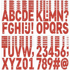 282 Pcs 24 Sheets Large Letter Stickers Glitter Big Font Alphabet Number Self Adhesive Vinyl Stick on Letters Sticker for Mailbox Crafts Poster Bulletin Boards Classroom Home Decor (Red, 4 Inch)