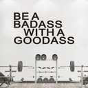 2 x VODOE Be A Bada$s with A Gooda$s Wall Decals Inspirational Gym Wall Stickers Motivational Quotes Art Vinyl Yoga Exercise Sports Positive Fitness Garage Wall Decor 21"X11"