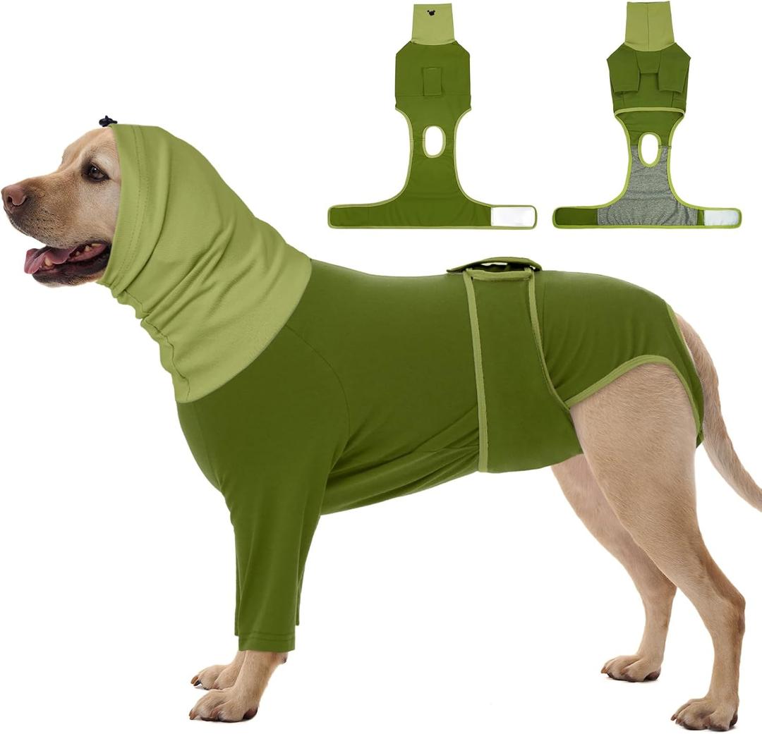 FUAMEY Dog Onesie for Surgery, Surgical Suit for Dogs Female Spay, Cone of Shame Alternative for Dogs, Turtle Neck Body Suit, No Lick Neutering Recovery for Male Doggie, Bull Terrier (Green, L) 