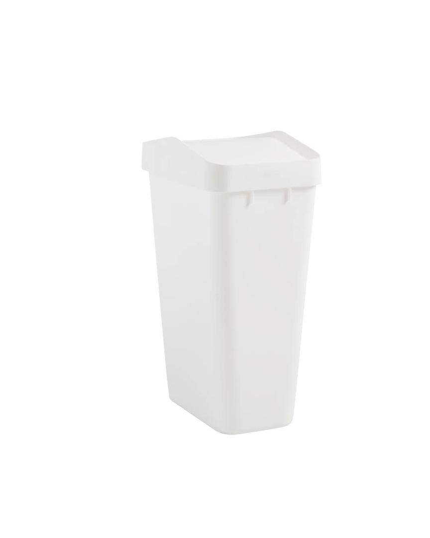 Rubbermaid Swing Top Waste Container for Home and Kitchen, Easy Access Disposal and Slim Modern Trash Can with Lid, 12.2 Gallon Capacity, White