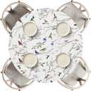 Horaldaily Spring Fitted Tablecloth Best for 45"-56" Round, Birds Branch Floral Elastic Edge Polyester Table Cover for Party Picnic Camping Outdoor Indoor