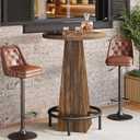 Tribesigns Bistro Pub Table, 37.4" High Round Bar Table for Small Bars, Brown, Height: 37.4 inches, Diameter: 23.7 inches