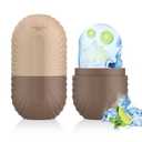 Ice Roller for Face and Eye, Silicone Ice Facial Roller Ice Holder, Face Ice Mold Skin Care, Face Icers Reusable Ice Cube Roller for Shrink Pores Anti Wrinkle Reduce Puffiness, Brown