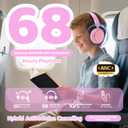 MIDOLA Kids Bluetooth Headphones Active Noise Cancelling,68H Play Time,Lightweight Wireless Foldable Over-Ear Headphone for Kid Toddler,Volume Limited 85/94dB,Headsets with Built-in Mic Pink