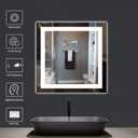 Amorho LED Bathroom Mirror 36"x 36" with Front and Backlight, Stepless Dimmable Wall Mirrors with Anti-Fog, Shatter-Proof, Memory, 3 Colors, Double LED Vanity Mirror