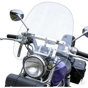 Areyourshop Large 18"x16" Windshield Windscreen (for 7/8", 1" Handlebars) for Harley Sportster Dyna Touring Softail for Honda CT125 Cruisers & Standards for Kawasaki Vulcan 900, for Suzuki Savage