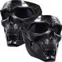 Motorcycle Face Mask Full Face,Dirt Bike Goggles Motocross, ATV, Offroad, Riding Racing Goggles for Men Women (2 Skullgrey Lens)
