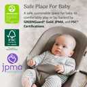 UPPAbaby Mira Bouncer/Portable 2-in-1 Bouncer + Seat Grows with Your Baby/GREENGuard Gold, JPMA + FSC Certified/Cozy Seat Liner + Storage Bag Included/Wells (Taupe Mlange/Black Chrome/Walnut Wood)