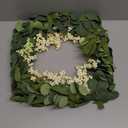 Sggvecsy Green Eucalyptus Wreath with Welcome Sign 20in Artificial Spring Summer White Berries for Front Door Wall Window Festival Farmhouse Porch Patio Garden Decor, White,green (13.4 inches (folded), 20 inches (expanded))