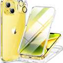 Miracase Glass Series Designed for iPhone 14 Case 6.1 inch, 2023 Upgrade Full-Body Clear Bumper Case with Built-in 9H Tempered Glass Screen Protector and Camera Lens Protector,Clear (iPhone 14 6.1'')