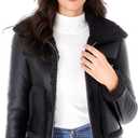 Women's Faux Shearing Moto Jacket Thick Fur Lined Coat Sherpa Leather Jacket
