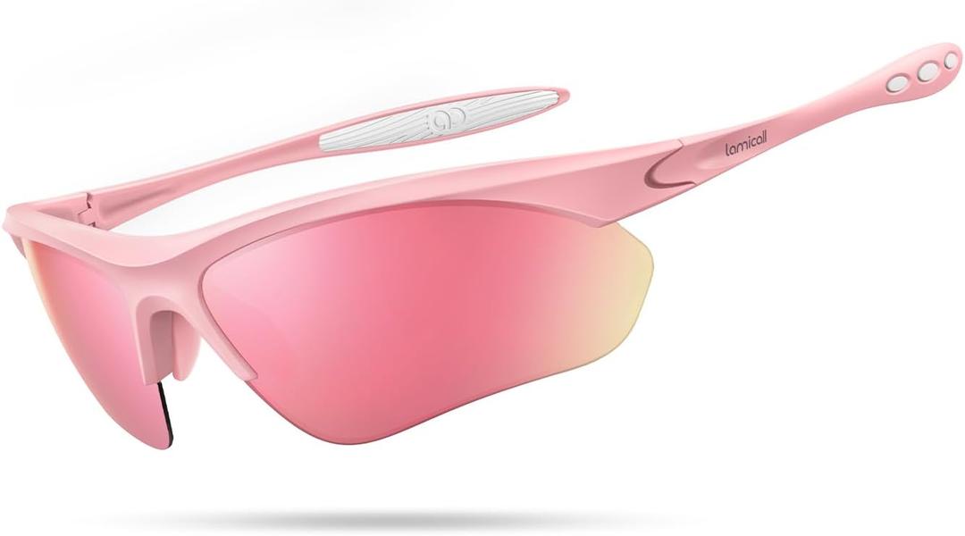 Lamicall 22g Polarized Sports Sunglasses for Men Women - UV400 Protection Sun Glasses for Running Cycling Baseball Driving