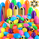 3 Pack [12 Surprise Golden Eggs] 500 Pack 2.3 Inch Plastic Easter Eggs, Empty Easter Eggs Fillable, Bright Colors Plastic Eggs Bulks for Easter Hunt, Easter Party Favor, Basket Stuffers Fillers