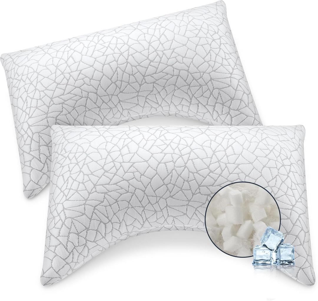 COZSINOOR Side Sleeper Pillows King Size Set of 2 for Sleeping - Crescent Adjustable Shredded Memory Foam Pillows 2 Pack, Cooling Bed Pillow for Back and Stomach Sleepers, Breathable Washable Cover
