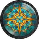 4 Pack Stained Glass Retro Compass Cabinet Knobs Round Drawer Pulls Black Dresser Knob Cupboard Door Handles Hardware for Kitchen Bathroom Cabinets