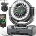 24000mAh Camping Fan, Portable Rechargeable Fan, Battery Powered Fan with LED Lantern & 120 Oscillation, Battery Operated Ventiladores for Travel, Tent, Fishing, Jobsite, Outdoor, Gifts for Men Dad, Large