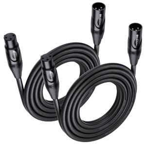 Cable Matters 2-Pack Premium XLR to XLR Cables - 15ft, Male to Female Microphone Cable, Oxygen-Free Copper (OFC) Mic Cord, Black