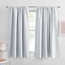 PONY DANCE Room Darkening Curtains 63 inches Long - Home Decoration Thermal Insulated Blackout Window Treatments/Draperies Block Light Protect Privacy, 42 W x 63 L, Greyish White, 2 Pieces
