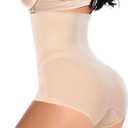 Werena Tummy Control Shapewear Panties for Women High Waisted Body Shaper Slimming Shapewear Underwear Girdle Panty (Beige, S)