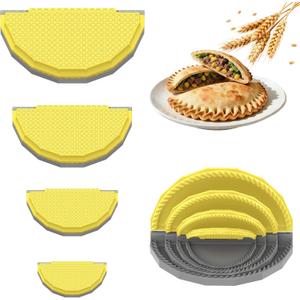 Tortilla Sealer Crimper Press - 4pcs Quesadilla Maker for 10"+8"+6"+4" Flour Tortillas |Make Sealed Taco,Quesadilla,Empanada,Burrito,Dumpling,Sandwich,BPA-Free Dishwasher Safe (Grey Yellow)