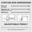 Silver Curtain Rods for Windows with Brackets,5/8 Inch Diameter Small Curtain Rod Adjustable Set 32 to 90 Inches,Easy Install Drapery Rods,Gray