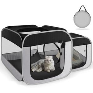 Large Outdoor Cat Playpen, Foldable 2-in-1 Zone Waterproof Cat Enclosure Puppy Pen for Outdoor Use, Portable Pet Playpen with Soft Sides, Great for Gardens, Camping, Backyard