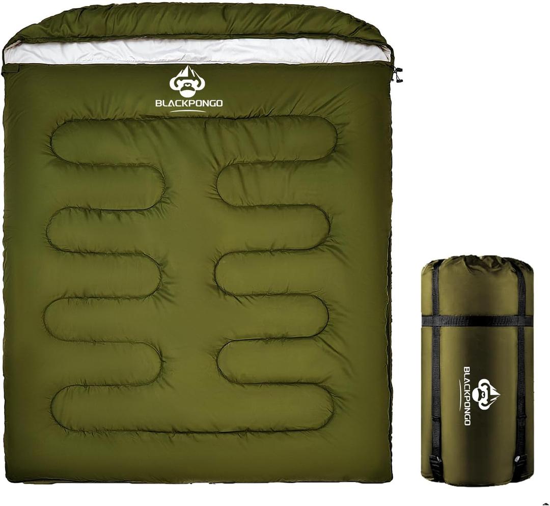 Double Sleeping Bag for Adults Men Women, XL Queen Size Two Person Sleeping Bag for All Season Camping Hiking Backpacking 2 Person Sleeping Bags for Cold Weather & Warm