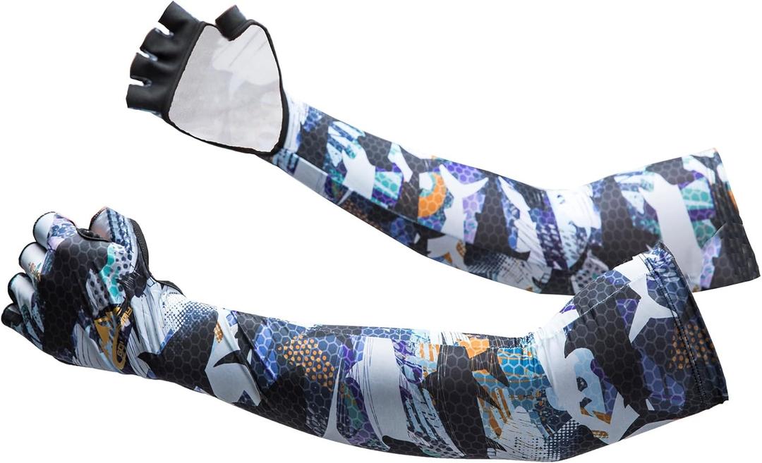Sports Compression Arm Sleeves for Youth Teens Sun Protection Sleeves for Baseball Golf Volleyball Basketball (Deep-sea Hunting)