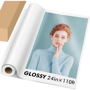 Koala Premium RC Glossy Photo Paper Roll, 24 inch x110ft Wide Format for Inkjet Printers, Waterproof, Quick Dry, High Resolution for Photography, Art Prints & Posters