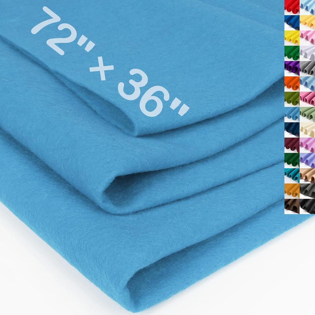 XSEINO Sky Blue Large Felt Fabric 72" X 36 "(2 Square Yards), 1.4 mm Thick Soft Felt Fabric Sheet for Crafts, Blue Series Colors Soft Nonwoven Fabric, Fit for Decoration, Sewing, DIY Crafts