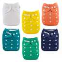 ALVABABY Baby Cloth Diaper 6 Pack with 12 Inserts One Size Cloth Diaper Covers Adjustable Washable Reusable for Baby Girls and Boys, Large