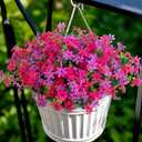 Artificial Mums Flowers Outdoor Spring Summer Decoration, 12 Bundles Faux Silk Flower Colorful Daisy Eucalyptus, Outside Realistic Fake Plastic Plants Dec for Home Porch Patio Yard, Rose Purple