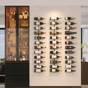 36 Bottle Wall Mounted Wine Rack, Modular Hanging Wine Rack for DIY Display, Detachable 3 Pack Wine Bottle Holder, Black Metal Storage Rack for Bar, Kitchen, Cellar, Restaurant