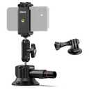 UURig SC-01 Suction Mount 3" for Vlogging Action Camera Car w Smartphone Clamp Compatible with DJI OSMO Pocket 3/OSMO 360/Insta 360 x5/Xtra/iPhone 17 16 15 14Pro Max, 1/4" Magic Arm Windshield Window