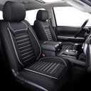 Aierxuan Car Seat Covers Full Set Compatible with Toyota Tundra Custom Fit 2008-2026 Crewmax Double Cab Truck Pickup Waterproof Leather Cushions with Split Bench 40/60(Full Set/Black-White)