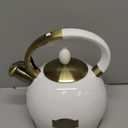 SUSTEAS Stove Top Whistling Tea Kettle - Food Grade Stainless Steel Teakettle Teapot with Cool Touch Ergonomic Handle, With 1 Silicone Pinch Mitt Included, 2.64 Quart(WHITE)