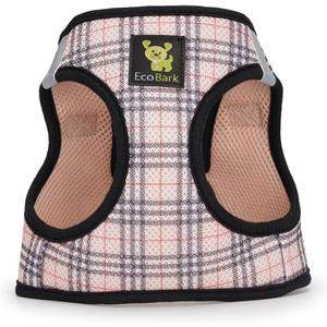 EcoBark Step in Dog Harness - Reflective Wrap Around Body Halter Vest - Soft Mesh Harness (Beige Plaid) (XS- 5 to 6 lbs- Chest Up to 13 in (Pack of 1))