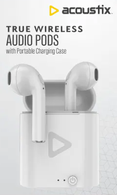 Acoustix True Wireless Audio Pods With Portable Charging Case White