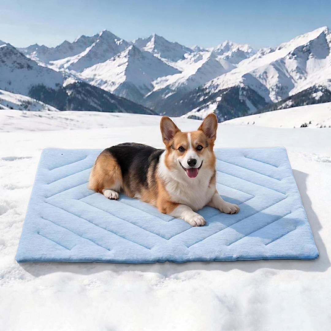Dog Cooling Mat Self Coolings Foldable Cooling Pad for Dog in Summer Coolings Mat for Dogs and Cats Machine Washable (Rectangle,Blue, Large-48 L x 28" W)
