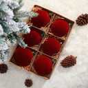 Halloscume 6 Pcs 4 Inch Flocked Velvet Christmas Tree Ball Ornament Glass Velvet Xmas Hanging Ornament Large Flocked Felt Decoration for Xmas Tree Wreath Home Garland Holiday Party Decor(Burgendy)