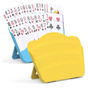 RESOVO Playing Cards Holders Stands Decks w/Foldable Tabletop Stand, 3 Layers Design for Poker UNO Cards, Playing Card Accessories, Set of 2 (Blue + Yellow)
