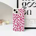 NITITOP Compatible with iPhone 15 Case Aesthetic Cute Leopard Print Pattern for Women Girls Men Trendy Slim Fit TPU Bumper Silicone Shockproof Full Camera Protection Cover - Rose Pink