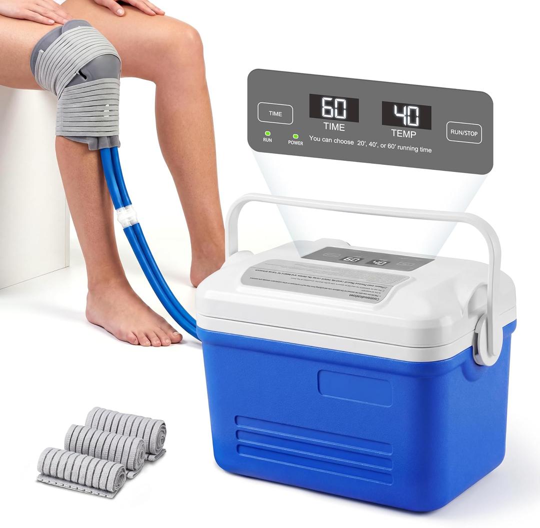 Ice Machine for Knee after Surgery, Cold Therapy Machine, Portable Ice Therapy Machine for Knee, Shoulder, Hip & Ankle with Programmable Timer, Cryotherapy Pain Relief for Sports Injuries and Swelling