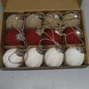 VioraWhite 12 Pcs 3.15 Inch Boho Farmhouse Christmas Ornaments Burgundy Beige Crochet Christmas Balls Modern Handmade Woven Knitted Cotton Baubles for Xmas Tree Rustic Farmhouse Holiday Decor