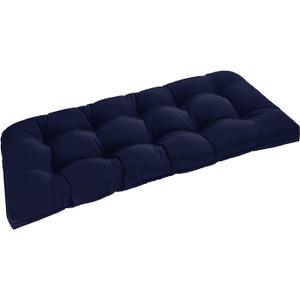 downluxe Outdoor Bench Cushion for Patio Furniture, Waterproof Tufted Overstuffed Porch Swing Cushions, Thick Outdoor Loveseat Cushions, 44" X 19" X 5", Navy, Set of 1