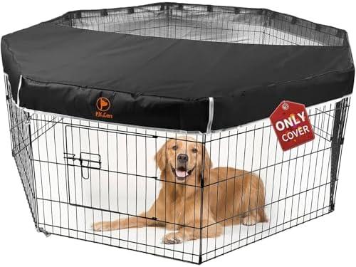 PJYuCien Dog Playpen Mesh Top Cover, Fits 24 Inch 8 Panels Regular Octagon Metal Exercise Pet Pen, Adhesive Tape Connections, Black (Note: Cover Only, Fence Not Included)