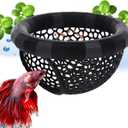 Floating Betta Hammock and Feeding Ring, Aquarium Beta Hideout, Cave, Bed, Resting Spot, Betta Fish Toys and Decor (Round-Black)