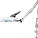 KIRKAS 10X LED Magnifying Lamp with Clamp, 2,200 Lumens Dimmable Super Bright Daylight Magnifying Glass with Light and Stand, Adjustable Swivel Arm Magnifier lamp for Reading Repair Crafts-White