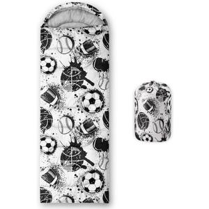 Axolotl Colorful Cats 3 Season Sleeping Bag for Kids, Girls, Teens - Warm and Cool Weather Pet Animal Theme, Waterproof Lightweight for Traveling, Outdoors Camping Equipment (Football)